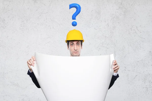 Engineer with many questions — Stock Photo, Image