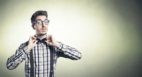 Young nerd with papillon — Stock Photo, Image