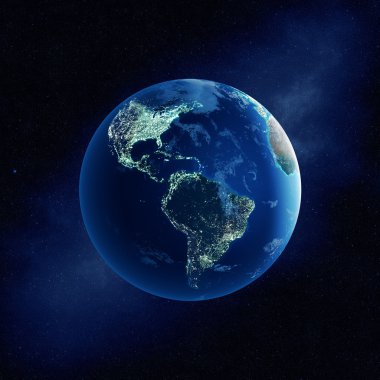 Gece şehir ışıkları toprakla