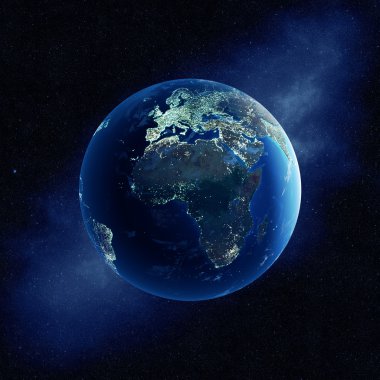 Gece şehir ışıkları toprakla