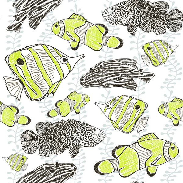 Peces sin costura patern — Vector de stock