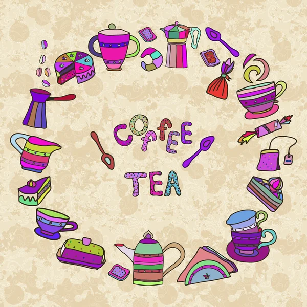 Accessoires pour thé et café — Image vectorielle