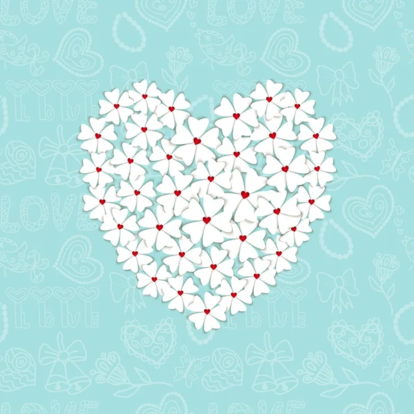 Flores en forma de corazón — Vector de stock