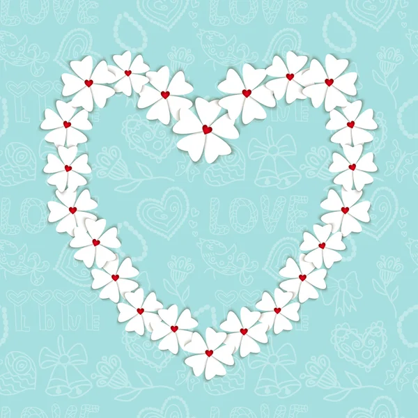 Flores en forma de corazón — Vector de stock