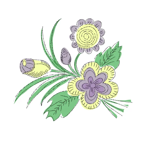 Bouquet floral sur blanc — Image vectorielle