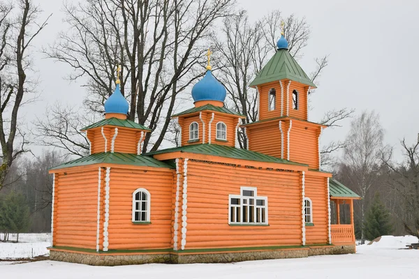 Blue stone arkoudorema orange Russian Orthodox Church — Stock Photo, Image