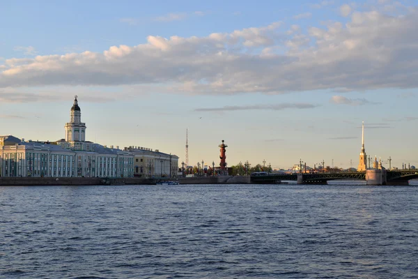 View of the Kunstkamera, Rostral column and Peter and Paul fortr — Stock Photo, Image