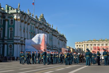 Zafer geçidi provası sonra askeri müzisyenler