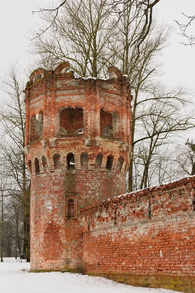 Muro de ladrillo y torre — Foto de Stock