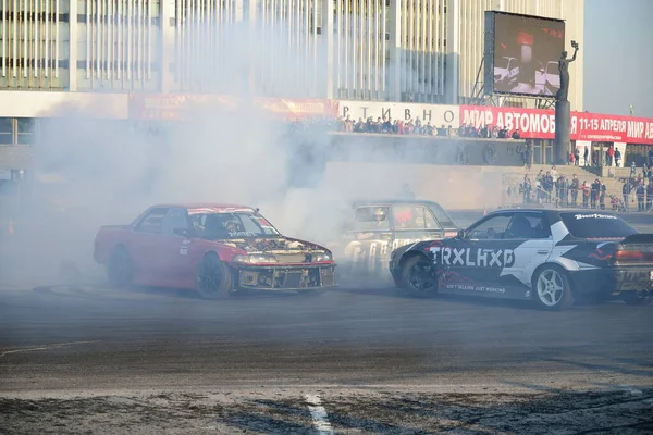 Petersburg Russia Απριλιου 2017 Racing Cars Track Drift Smoke World — Φωτογραφία Αρχείου