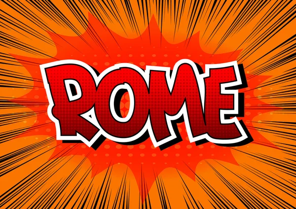 Roma - Comic book style word on comic book abstract background . —  Vetores de Stock
