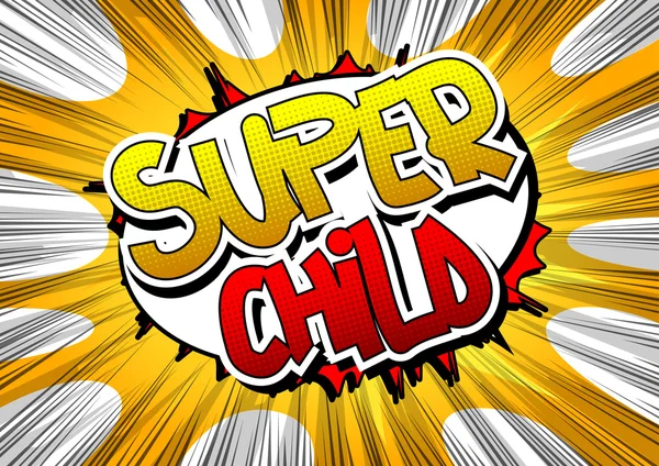 Super Child - Kata bergaya buku komik - Stok Vektor