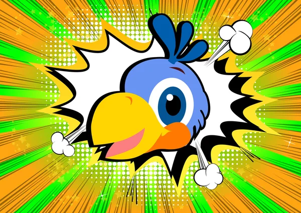 Parrot head on comic book style background. — Stock Vector