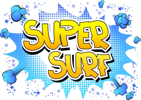 Super Surf - Banda desenhada palavra estilo livro . — Vetor de Stock