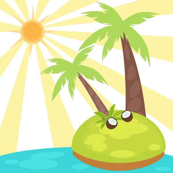 Illustration de palmiers sur une petite île . — Image vectorielle