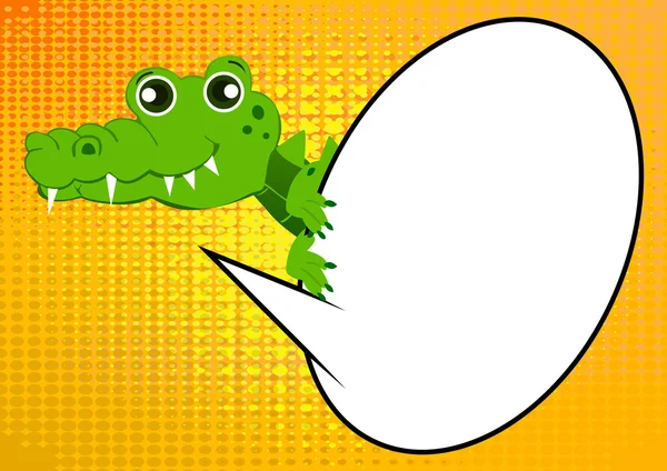 Holding a beszéd buborék krokodil — Stock Vector