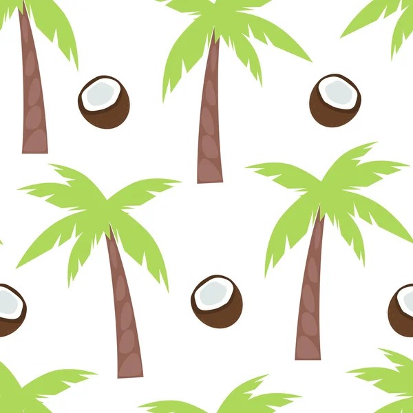 Nahtloses Muster mit Palmen und Kokosnuss. — Stockvektor