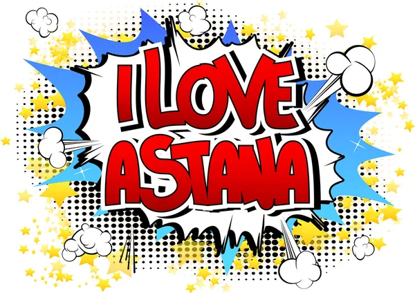 Ik liefde Astana - Comic book stijl word — Stockvector