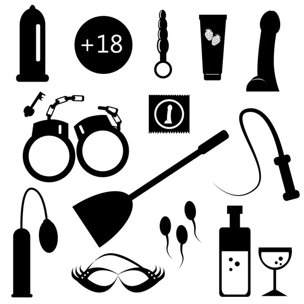 Schwarze Sex-Symbole auf weißem Hintergrund. — Stockvektor