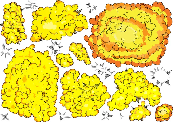 Conjunto de vários desenhos animados, explosões vetoriais — Vetor de Stock