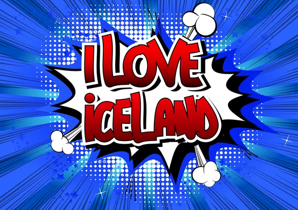 I love iceland - ein Wort im Comic-Stil — Stockvektor