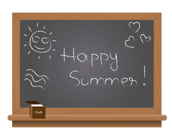 Happy letní text na školní tabule s křídou. — Stockový vektor