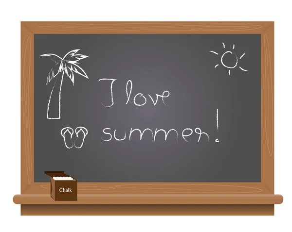Люблю летний текст на школьной доске — стоковый вектор