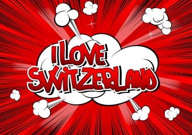 Ben aşk İsviçre - çizgi roman tarzı kelime