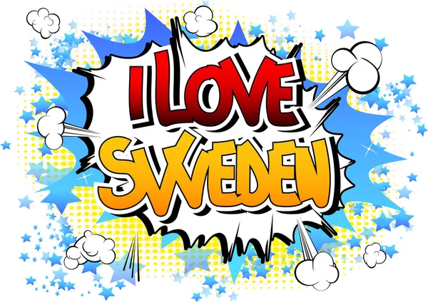 I Love Sweden - Parola in stile fumetto — Vettoriale Stock
