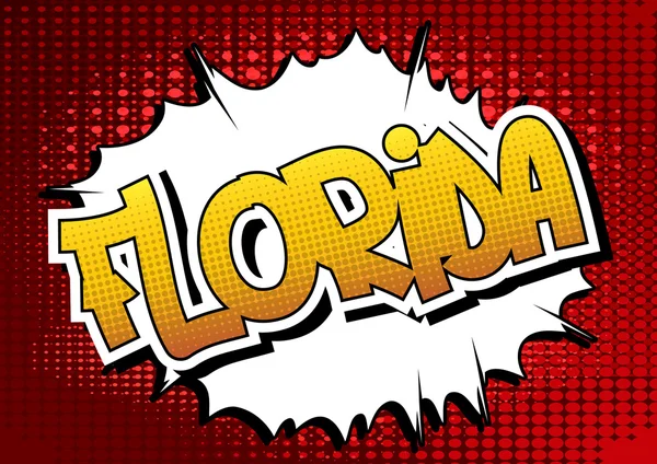 Florida - Comic book style word on comic book abstract background. — Stok Vektör