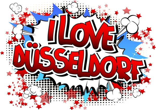 I love dusseldorf - ein Wort im Comic-Stil — Stockvektor