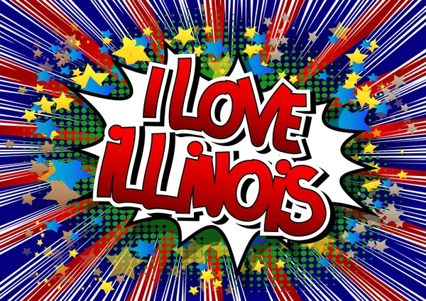 I love illinois - ein Wort im Comic-Stil — Stockvektor
