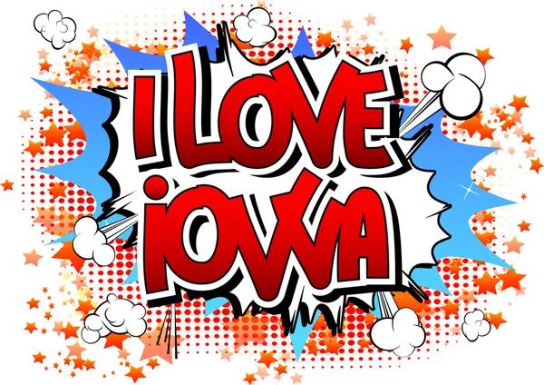 I love iowa - ein Wort im Comic-Stil — Stockvektor