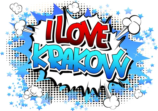 I Love Cracovia - Parola in stile fumetto — Vettoriale Stock