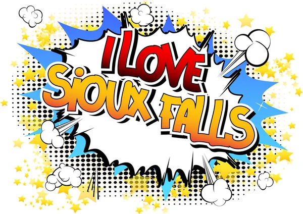 I Love Sioux Falls - Palabra de estilo de cómic — Archivo Imágenes Vectoriales