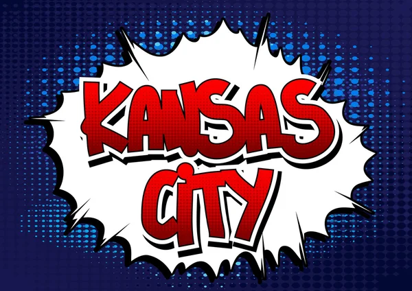 Kansas City - Comic book stijl word op stripboek abstracte achtergrond. — Stockvector