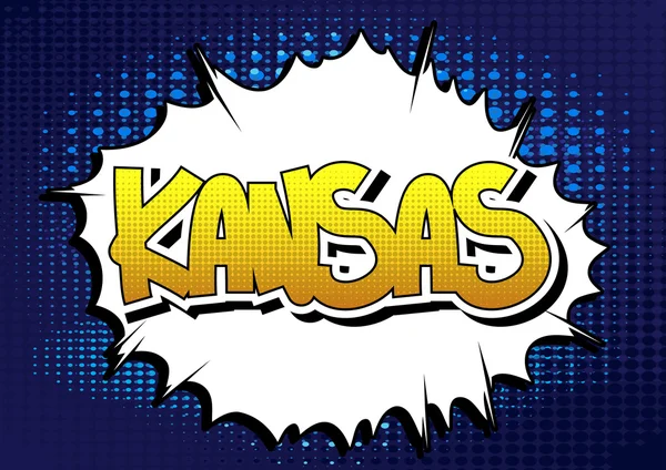 Kansas - Comic book stijl word op stripboek abstracte achtergrond. — Stockvector