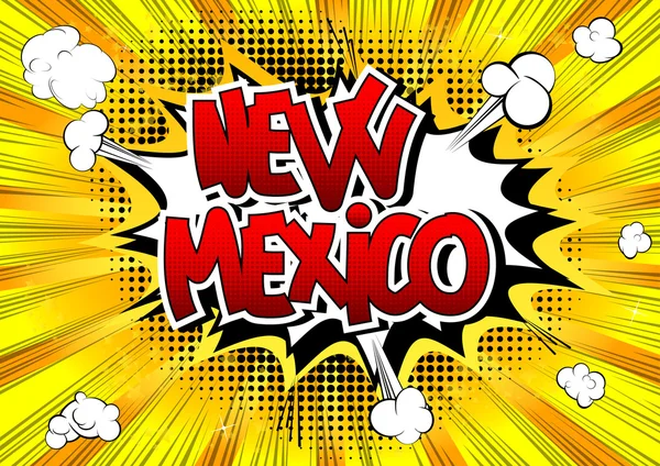 Nouveau-Mexique - BD mot de style sur fond abstrait de bande dessinée . — Image vectorielle