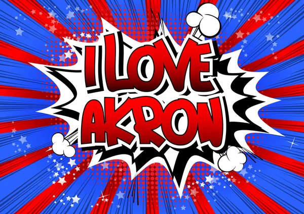 I love akron - ein Wort im Comic-Stil. — Stockvektor