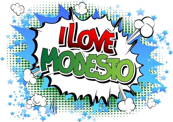 I love modesto - ein Wort im Comic-Stil. — Stockvektor