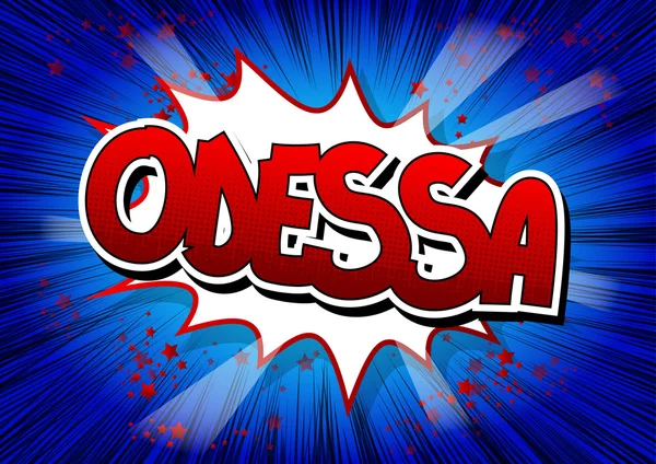 Odessa - Wort im Comic-Stil. — Stockvektor