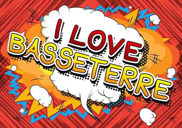 Én szerelem Basseterre - képregény stílus szöveg — Stock Vector