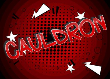 Soyut renkli çizgi roman arkaplanı üzerine çizgi roman tarzı kazan..