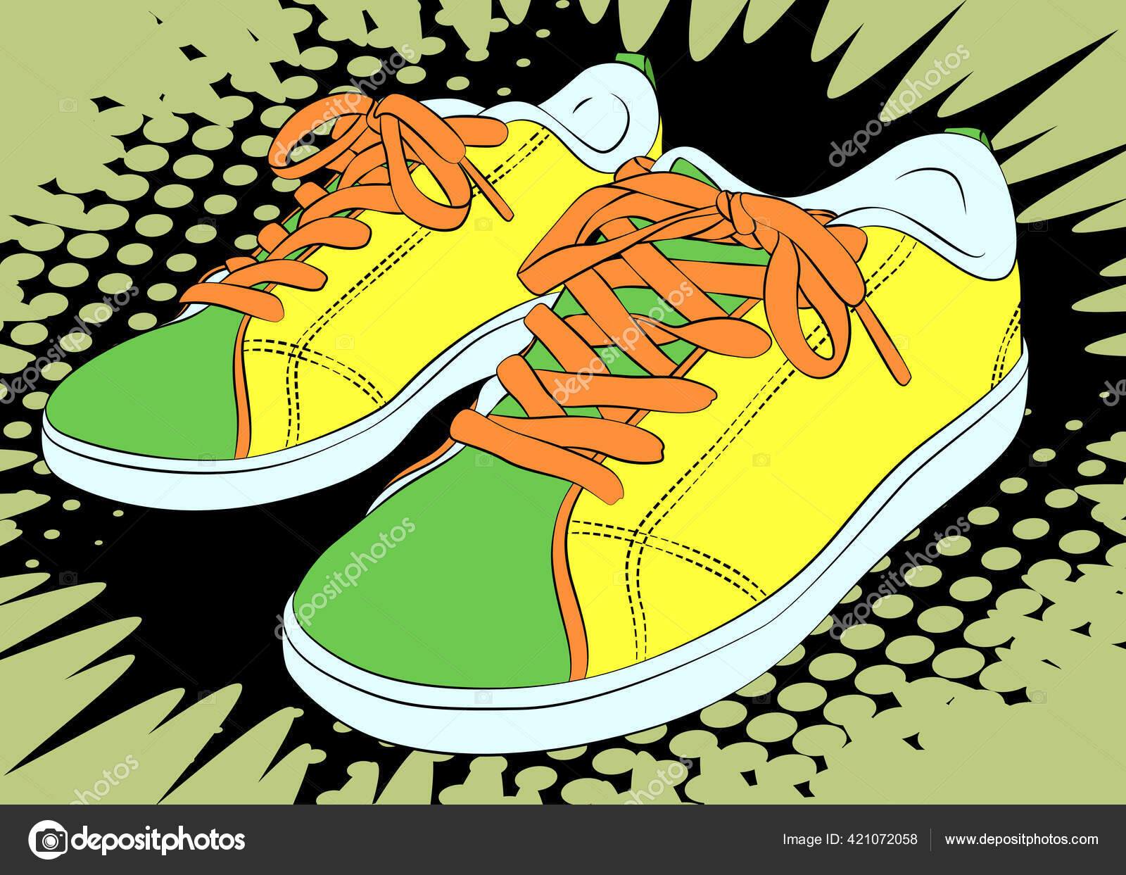 Par Zapatillas Zapatos Deportivos Estilo Cómic Ilustración