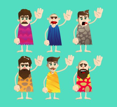 El sallayan mağara adamı. Taş devrinden bir adamın vektör illüstrasyonu.