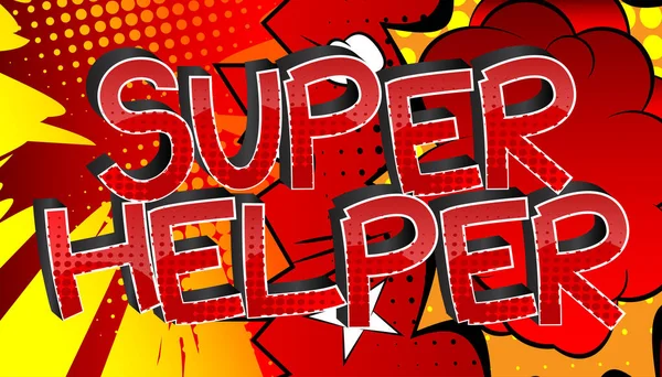 Super Helper Comic Book Style Cartoon Words Abstract Colful Comics — Vetor de Stock