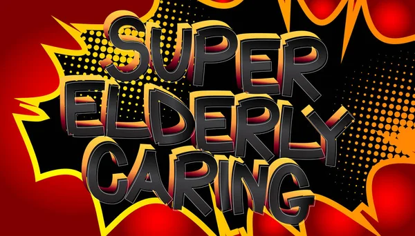 Super Äldre Caring Comic Serietidning Stil Tecknad Ord Abstrakta Färgglada — Stock vektor