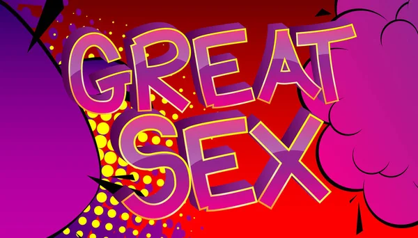 Great Sex Comic Book Style Cartoon Words Abstract Colful Comics —  Vetores de Stock