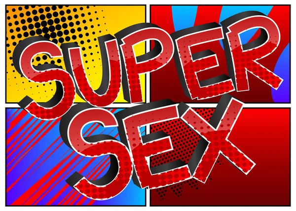 Super Sex Comic Book Style Cartoon Words Abstract Colful Comics — Vetor de Stock
