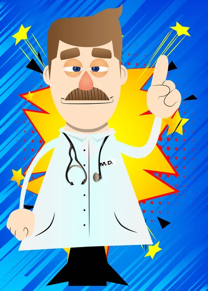 Zabawny Kreskówkowy Lekarz Rację Ilustracja Wektora — Wektor stockowy